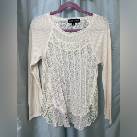 Almost Famous cream sheer blouse size small - Picture 1 of 4